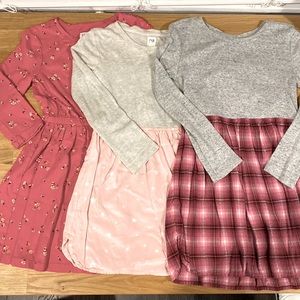 GAP long sleeve girls dresses - set of 3. Size S (6-7).